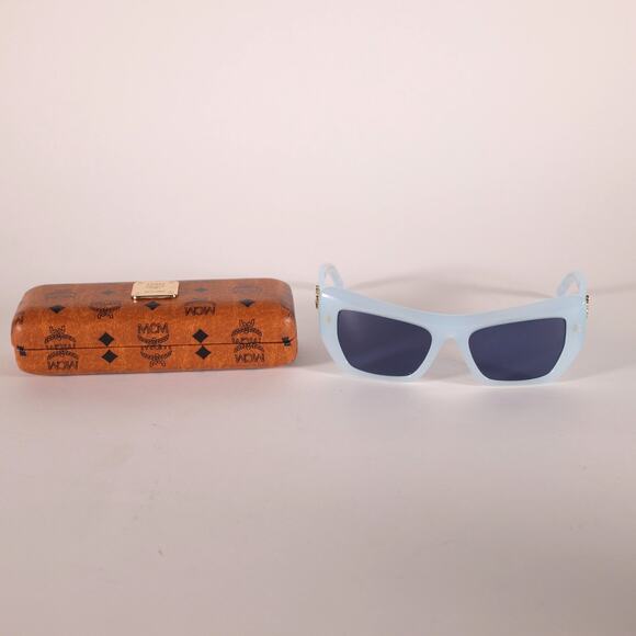 MCM Cat Eye Rectangle Sunglasses - Shiny Light Blue / Smoke - NWT - Picture 8 of 8